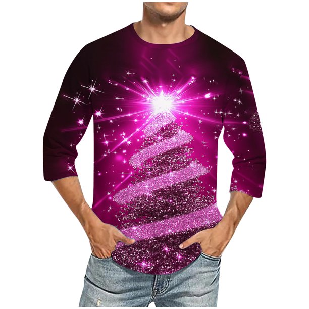 Camisas de Manga Larga para Hombres Imprimir Casual Cuello Redondo Blusa de Manga Corta, Camisas de Lino para Hombres