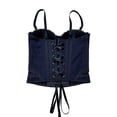 thumbnail image 6 of Nfurl Womens Denim Corsets Elegant Tie Back Adjustable Strap Bustier Tops Trendy Going Out Jean Corset Tops for Women Night Out Party Club Wear Blue,36B/80, 6 of 8