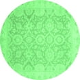 thumbnail image 1 of Ahgly Company Indoor Round Oriental Emerald Green Traditional Area Rugs, 5' Round, 1 of 4
