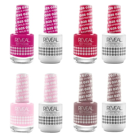 Reveal Fast Drying Long Lasting 8 Piece Pink Pack Nail Polish Multicolor