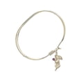 thumbnail image 2 of 7 inch Oval Eye Hook Bangle Bracelet w/ Guardian Angel medal charm w/ February Purple Swarovski Crystal, 2 of 3