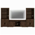 thumbnail image 3 of WAMPAT Farmhouse Entertainment Center with Bookshelf for TVs up to 75",Mid Century Modern TV Stand with 73"H Tall 5-Tier Bookcase with Open Storage and Barn Doors for Living Room,Bedroom,Rustic Brown, 3 of 8
