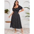 thumbnail image 4 of Vestido de verano de talla grande SCOMCHIC negro con estampado floral para mujer, 4 of 6