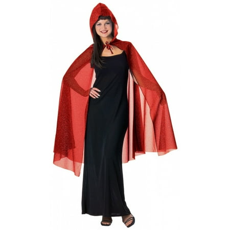 Hooded Glitter Cape Adult Costume Accessory Red