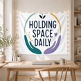 thumbnail image 5 of Textual Mantra on Off-White Background, Calming Minimalist for Wellness Enthusiasts, Abstract Circular Wall Art, Housewarming Gift, Tapestry Wall Hanging for Bedroom and Living Room, 5 of 7
