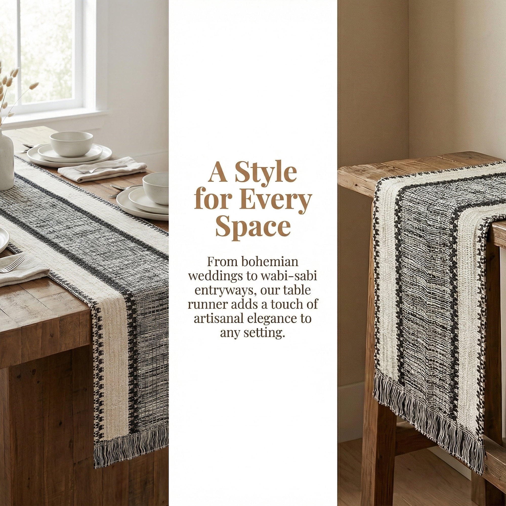 Unique Bargains Birthday Decorations Long Kitchen Runner with Tassel Black 11.8x70.9in