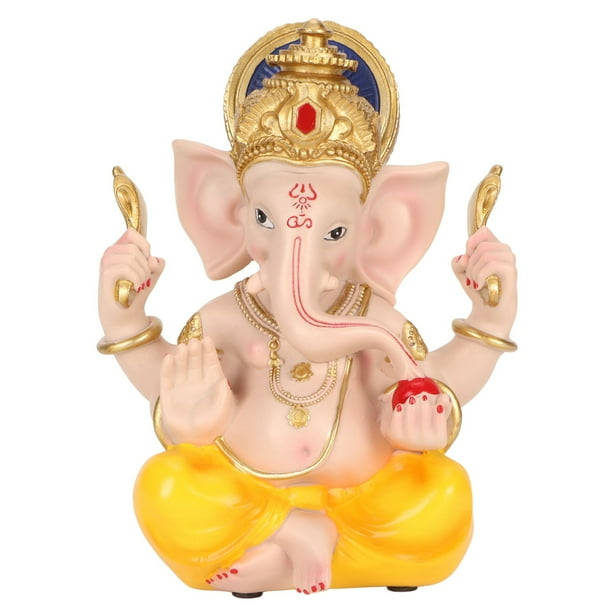 Estatua De Ganesha - Decoración Del Dios Elefante Hindú Trompa De Elefante Indio Adorno Del Dios De La Riqueza Decoración Creativa Escultura Del Dios Hindú Decoración De Resina(vistoso)