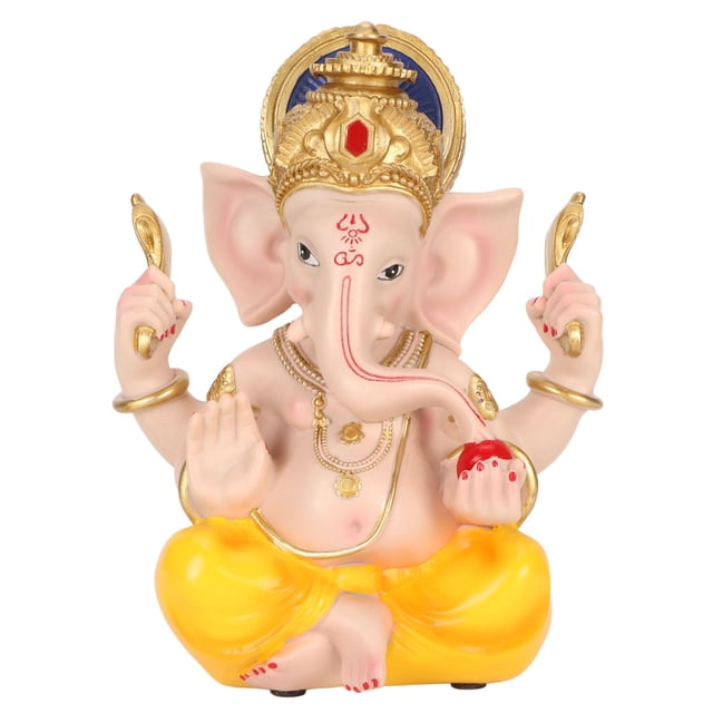 Estatua india de Ganesha, elefante, dios hindú, escultura de resina, adorno decorativo de elefante indio para el hogar y el jardín, colorido