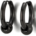 thumbnail image 5 of Laklulu - Pendientes de aro con bisagras de acero inoxidable con cuentas circulares negras para hombres y mujeres, 2 unidades, 5 of 5