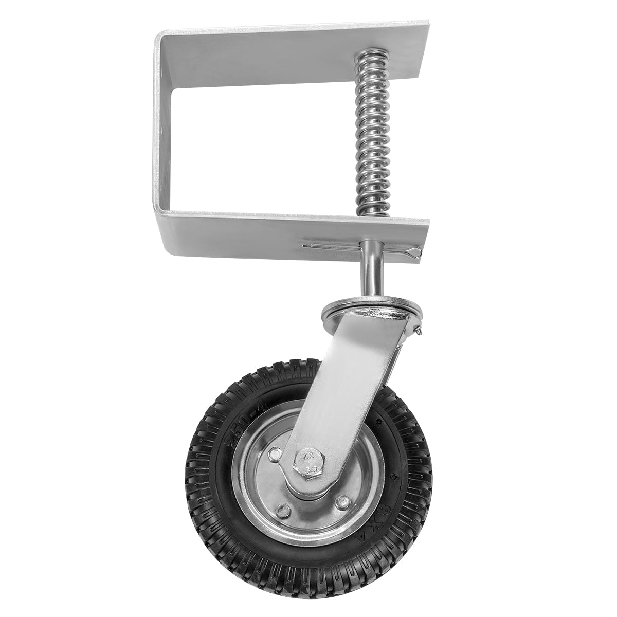 Stark USA Heavy Duty Fence Gate Wheel 2 Pack, 8" Gate Wheels For Wooden Or Metal Gate, Spring Loaded Farm Caster Support Wheel With Suspension For Swing Rolling Metal Tube Gate, Flat Free Tire, 360 S