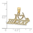 thumbnail image 2 of 14k Yellow Gold Polished I Love Hockey Charm 11.6x21.6mm Wide 0.7mm Thick Pendant Necklace for Women, 2 of 2