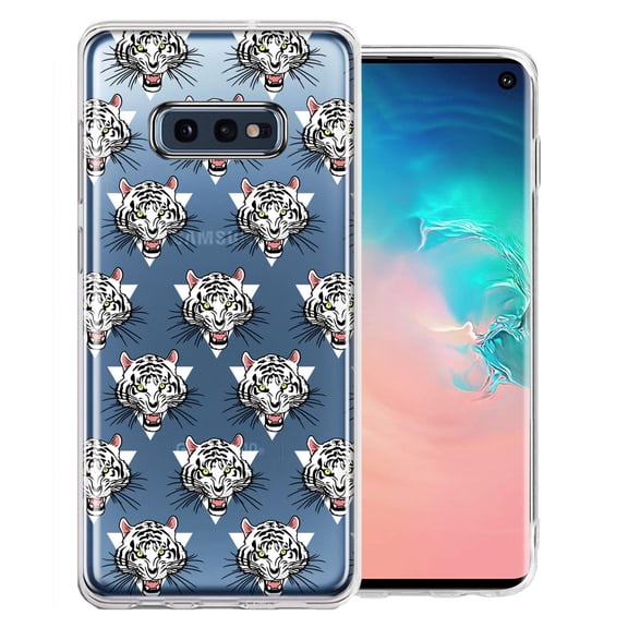 MUNDAZE For Samsung Galaxy S10e Fierce Tiger Polkadots Design Double Layer Phone Case Cover