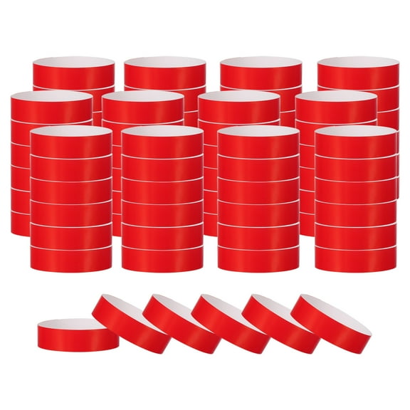 Uxcell Paper Wristbands for Events, Neon Party Wrist Bands, Colored Waterproof Concert Identification Wristbands Red