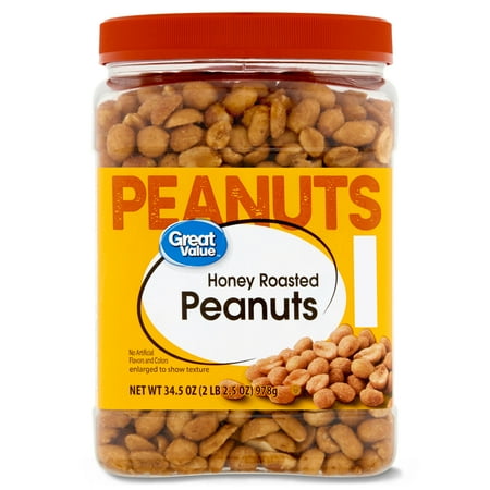 Great Value Honey Roasted Peanuts, 34.5 oz