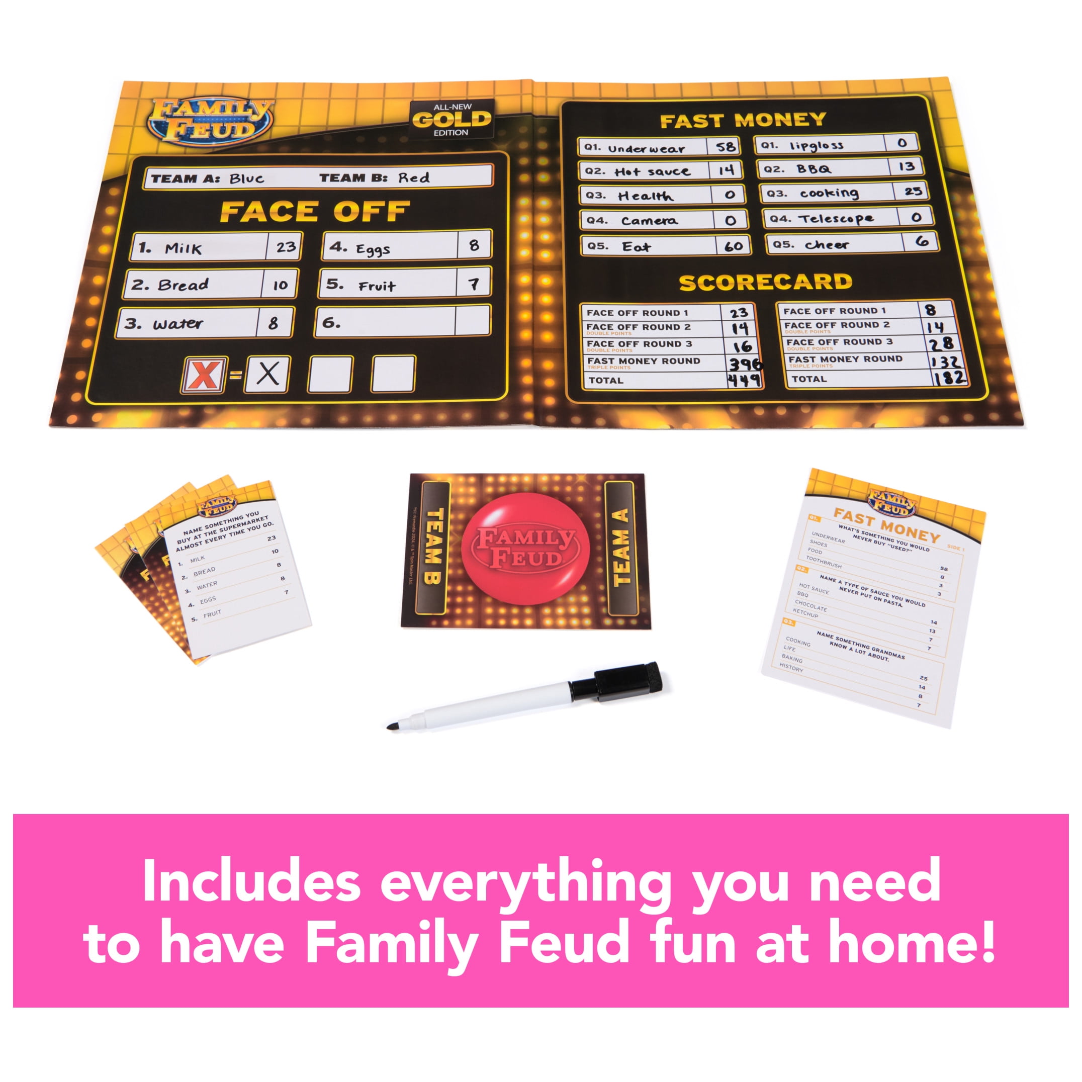 Family Feud Game, All-New Gold Edition Steve Harvey Board Game for Hilarious Family Fun, Kids Games, Family Games for Game Night, Ages 8+