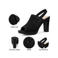 thumbnail image 4 of BLISSFUL STEP Women's Peep Toe Slingback Platform Heels Block Heels Sandals Black 6.5, 4 of 7