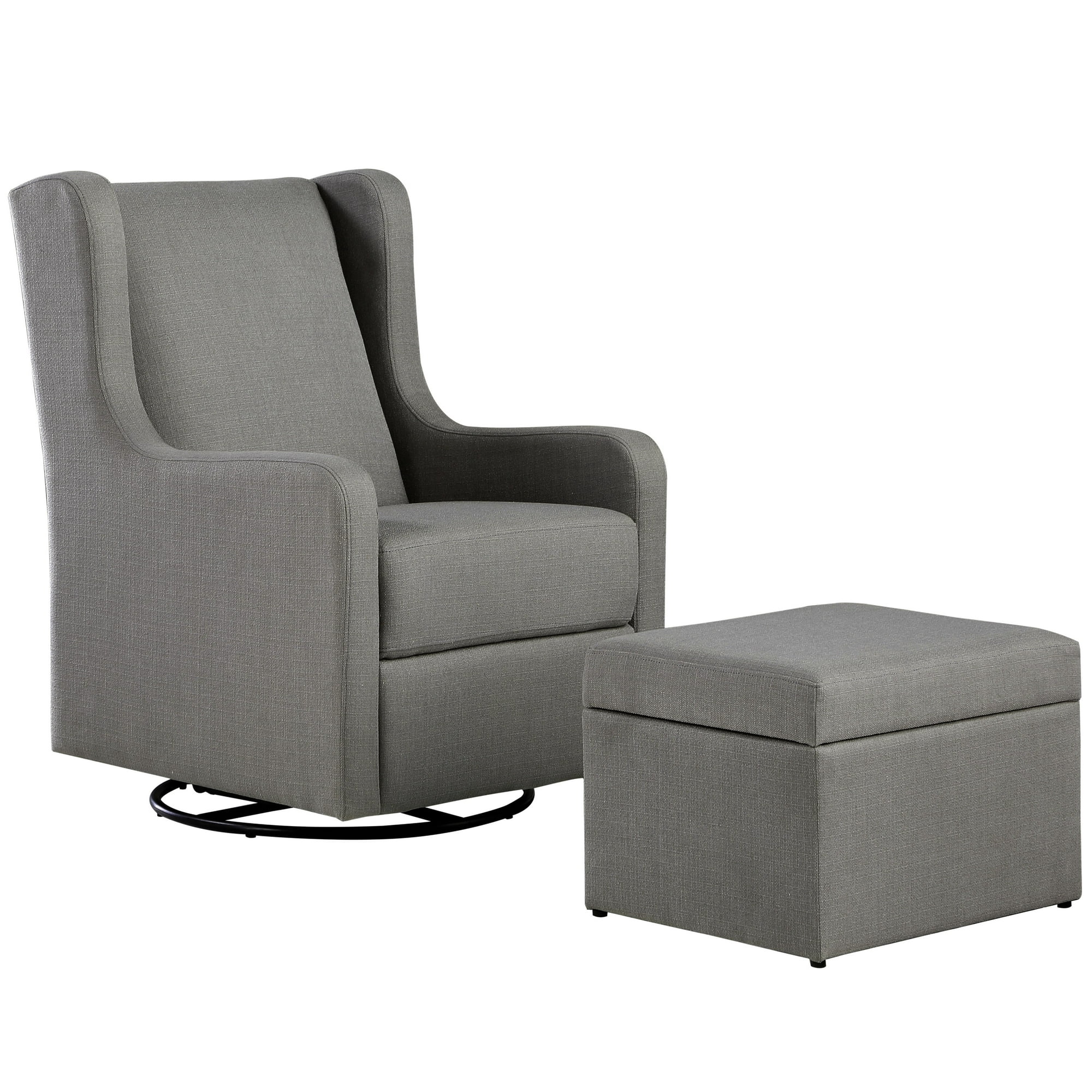 Lennox glider swivel with storage ottoman luca grey deals