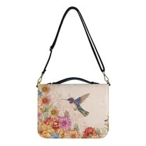ZUXONGSY Hummingbird Daisy Mandala Print Bible Cover Case for Women Waterproof PU Leather Bible Case with Handle Large Bible Bag Zippered Bible Holder with Shoulder Strap Portable Journal Case, XL
