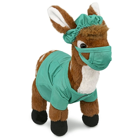 DolliBu Standing Deer Large Doctor Plush Toy - Super Soft Deer Doctor Stuffed Animal Dress Up with Cute Scrub Uniform and Cap Outfit - Fluffy Doctor Toy Plush Gift - 12.5 Inches