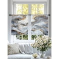 thumbnail image 4 of Modern Impressionist Sheer Curtains for Living Room Bedroom, Light-filtering Sheer Curtain, Abstract Gary Gold Marble Texture Light-Rod Pocket Voile Window Treatment Drapes, 52’’Wx45’’L, 2 Panels Set, 4 of 7