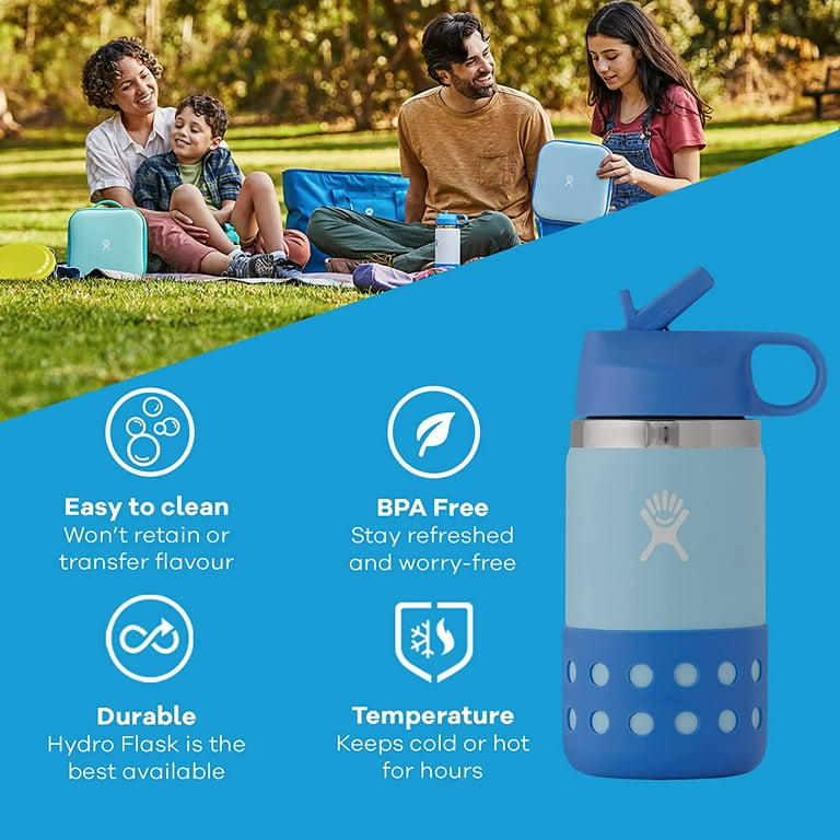 Hydro Flask 12 oz Kids Wide Mouth Straw Lid and Boot Peony