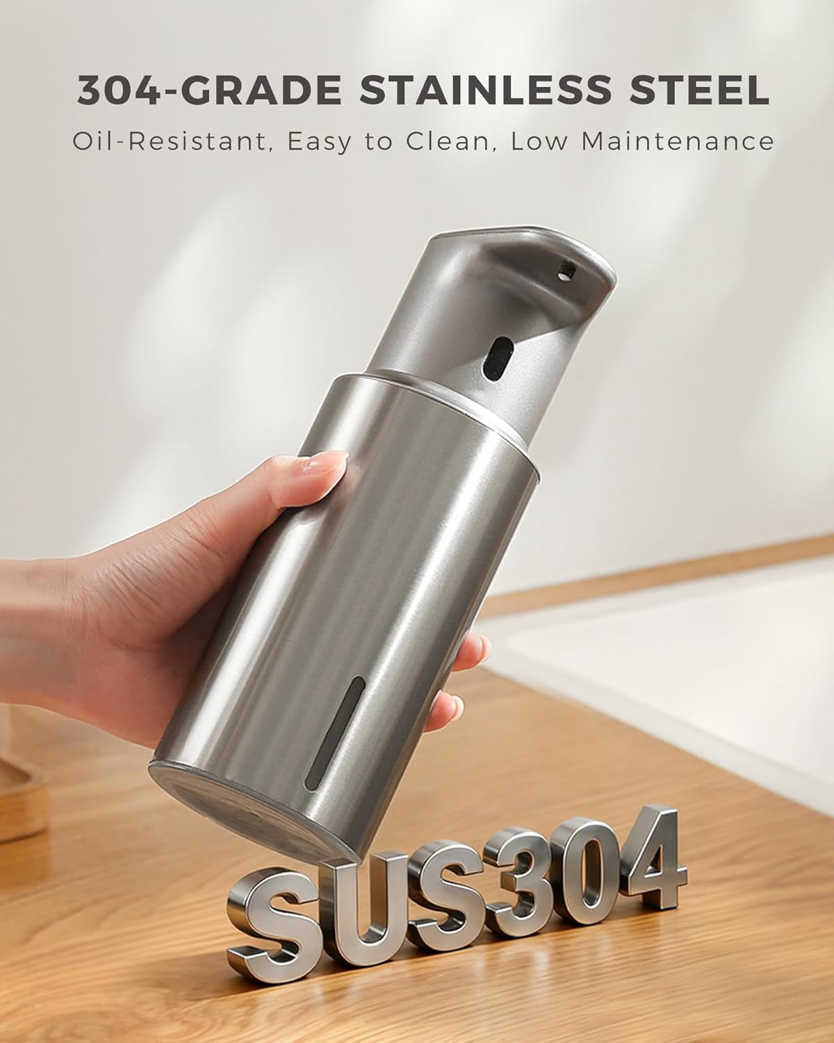 DODO MEKIA Automatic Liquid Soap Dispenser Touchless, 16.2oz/480ml Rechargeable, 3 Adjustable Liquid Levels, IPX5 Waterproof, for Kitchen Bathroom, Stainless Steel