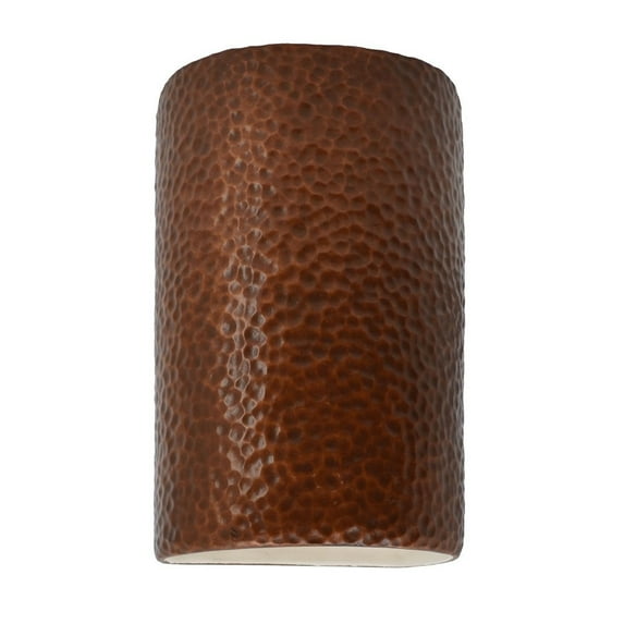 Justice Design CER-5945-HMCP Ambiance - Small ADA Cylinder Open Top and Bottom Wall Sconce Hammered Copper Incandescent Choose Your Options