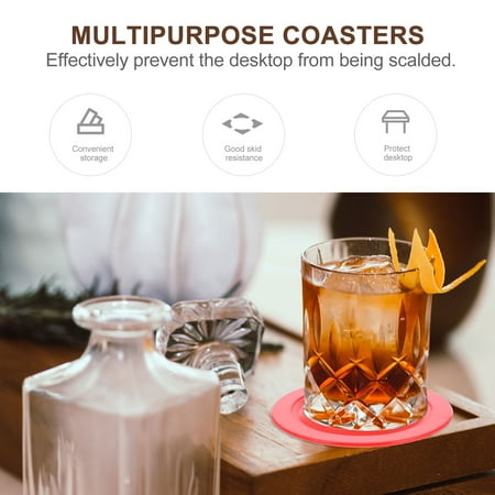 

4Pcs Practical Silicone Coasters Durable Drink Coasters Round Cup Coasters
