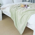 thumbnail image 2 of PiccoCasa Soft Microfiber Plush Flannel Blanket Luxury Bed Blanket, Pale Green Twin (60"x78"), 2 of 6