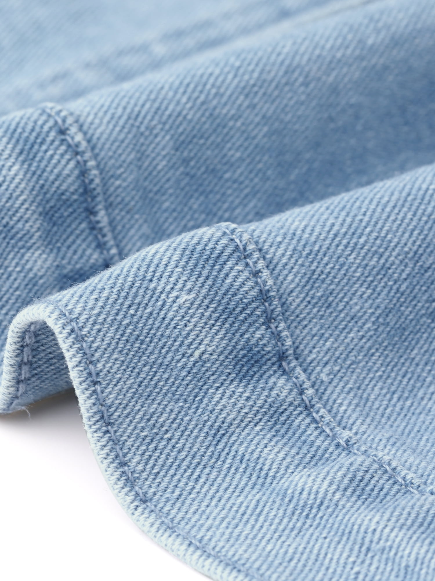 DARING DIVA Women's Jean Jacket Short Puff Sleeves Button-Down Denim Jacket L Light Blue