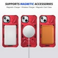 thumbnail image 2 of Armor Stand Case for iPhone 14,[Compatible with MagSafe] Military Shockproof Rugged Phone Case,Magnetic with Car Mount,Built in 360° Rotatable Ring Kickstand For iPhone 14,Red, 2 of 8