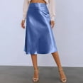 thumbnail image 2 of MIXUE Skirts For Women Summer Solid Color High Waist A Line Elegant Casual Midi Skirt Outwear,Blue,S, 2 of 5