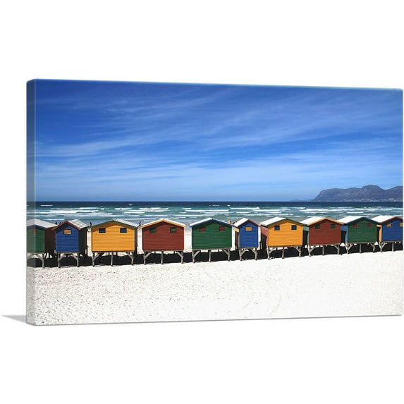 ARTCANVAS Colorful Houses On The Beach Canvas Art Print - Size: 40" x 26" (1.50" Deep)
