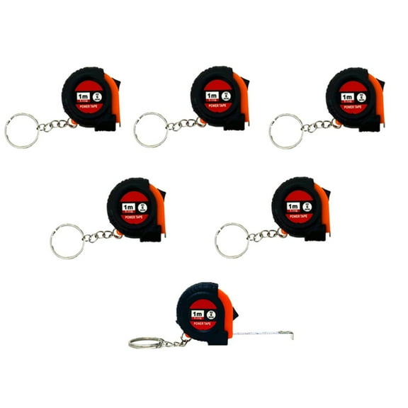 6 Pieces 1m/3ft Mini Keychain Portable Retractable Steel Tape Metric/Inch Measuring Tape Ruler Slide Lock for Body Measure, Kids Adult (6)