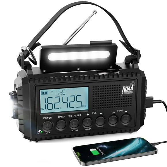 Radio meteorológica Raynic de 5000 mAh con manivela solar de emergencia