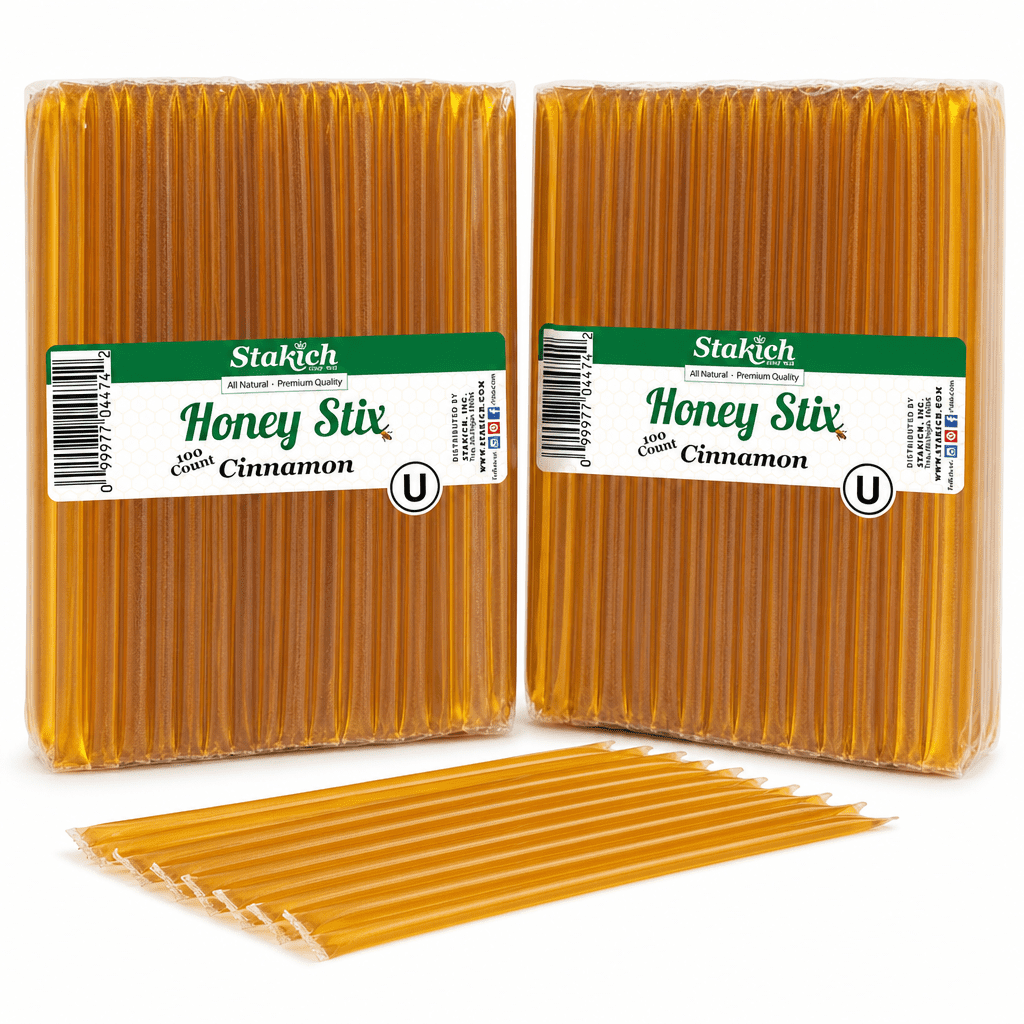 Stakich Cinnamon Grade A Honey Stix - 2 Packs of 100