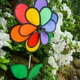 thumbnail image 4 of In the Breeze 2654 — 14" Rainbow Double Flower with Leaves, Colorful Outdoor Spinner, 4 of 5