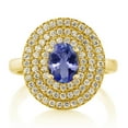 thumbnail image 2 of Gem Stone King 1.72 Ct 7x5mm Oval Blue Tanzanite 18K Yellow Gold Plated Silver Ring (Size 7), 2 of 2