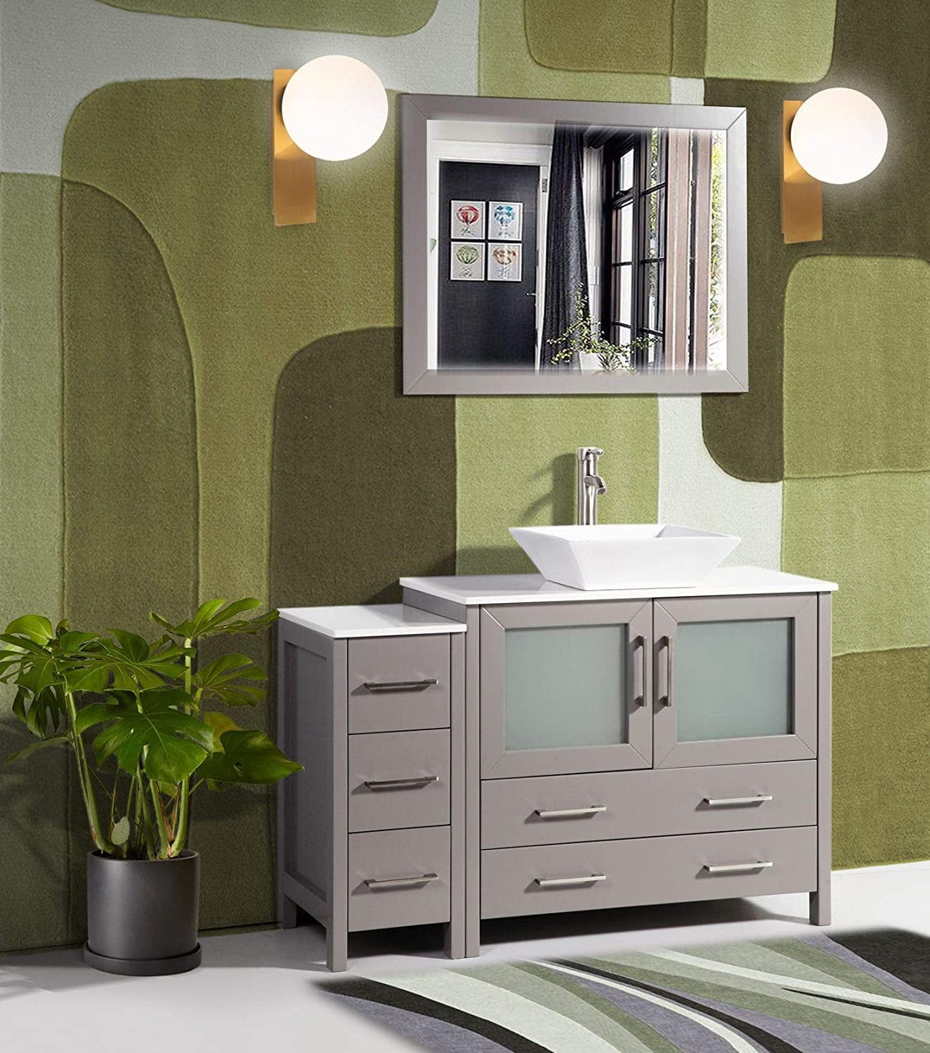 Vanity Art 48 Inch Single Sink Bathroom Vanity Combo Set