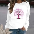 thumbnail image 2 of Jinhomg Womens Pink Breast Cancer Awareness Shirt Trendy Pink Ribbon Tree Pattern Sweatshirts Holiday Dressy Comfy Long Sleeve Round Neck Tops White XL, 2 of 5