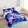 thumbnail image 3 of jejeloiu Cute Cartoon Axolotl Full Size Comforter Sets,Pink Lotus Flowers Bedding Sets For Girls Kids Reversible 3 Pieces, 3 of 8