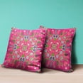 thumbnail image 3 of Amrita Sen Designs  18 x 18 in. Paisley Pattern Square Suede Zippered Pillow with Insert - Hot Pink, 3 of 5
