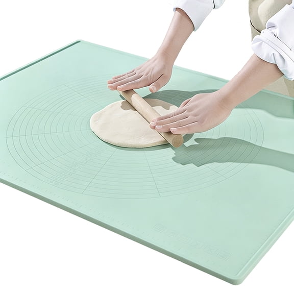 Silicone Baking Mat, Extra Thick Non-Stick and Non-Slip Pastry Mat Sheet with Measurement Scale,Dough Pie Crust Rolling Mat (Green,27x20inch)