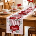 thumbnail image 5 of Love Heart Valentine's Table Runner - 48 Inch Long Eucalyptus Botanical Red Pink Ombre Cotton and Linen Blended Dress Scarves Farmhouse Table Runner for Kitchen Dining, Coffee Table, 13" x 48", 5 of 8