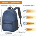 thumbnail image 3 of 17 Inch Lightweight Backpack,PVC Waterproof Oxford Fabric, Ergonomically Designed, with Large Capacity, Denim Cowboy Jean Style, 3 of 5