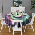 thumbnail image 2 of Colorful Tie Dye Cosmic Spiral Pattern Round Tablecloth 60"x60",Wrinkle Wipeable Table Cloth for Kitchen Dining Room Picnic Patio Party, 2 of 6