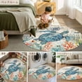 thumbnail image 6 of 8ft Round Rug, Sea Turtle Coastal Non-Skid Rubber Backing Large Area Rugs - Living Room Bedroom Home Office, Vintage Beach Coral Starfish Nautical Indoor Floor Mat Carpets Washable Rug, 6 of 9