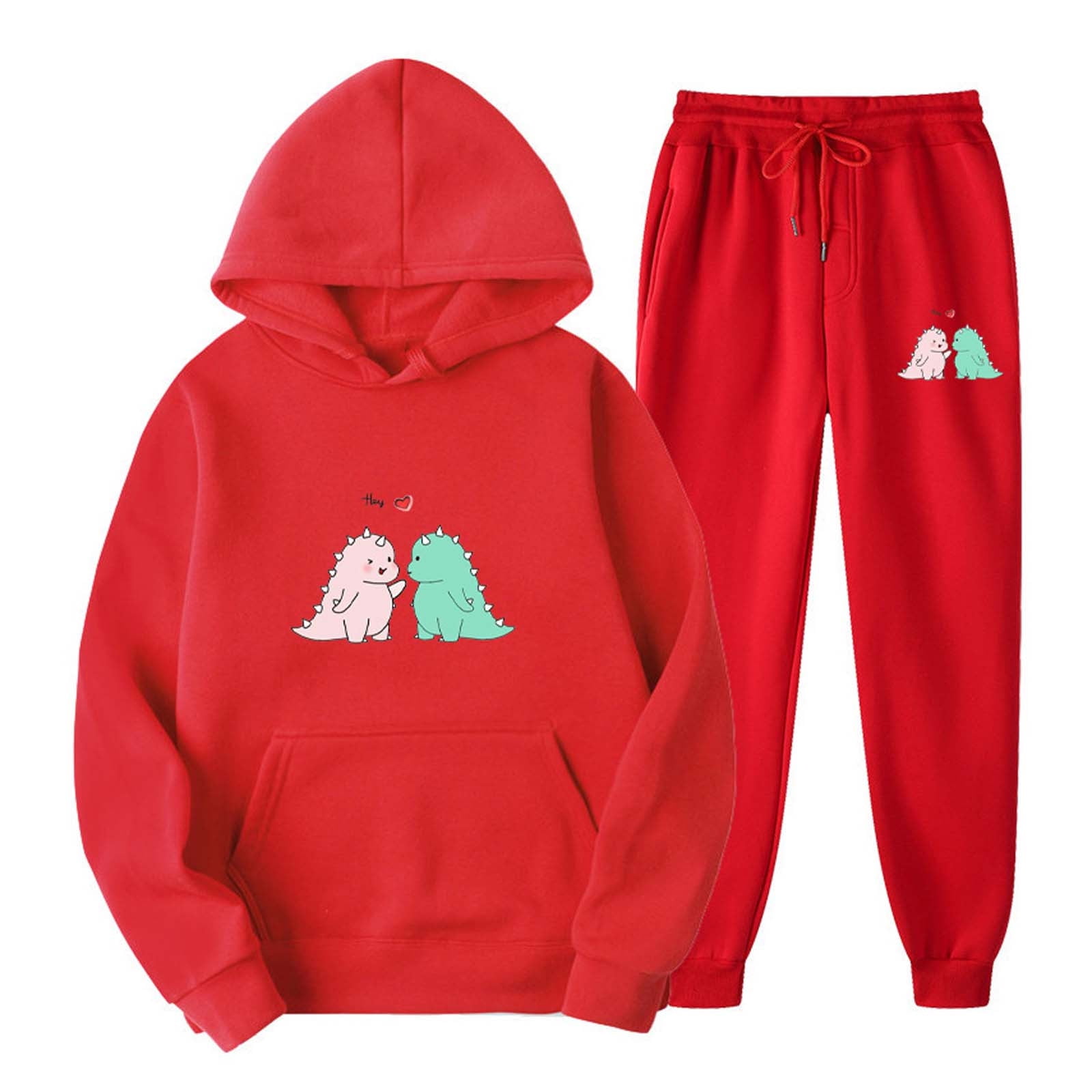 skpabo Two Piece Outfits for Women Dinosaur Printed Long Sleeve