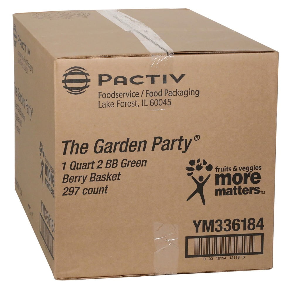 Pactiv Corp. YM336184 5.5 in. x 5.5 in. x 3.25 in. Quart Berigard Molded Fiber Berry Basket - Green (297/Carton)