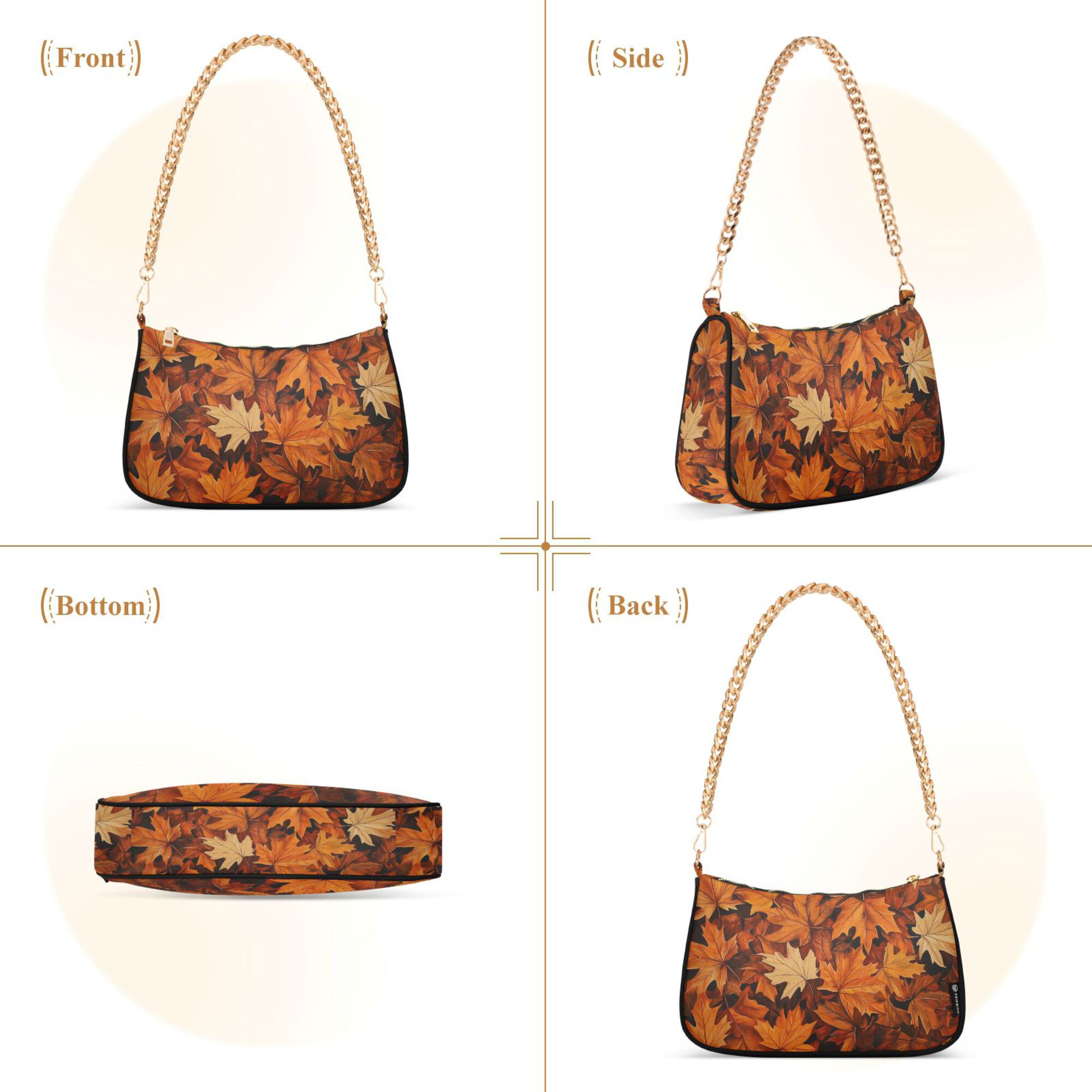 FORMRS Womens Shoulder Bag with Chain Strap Clutch Purse Cute Tote Handbag, Fall Pattern